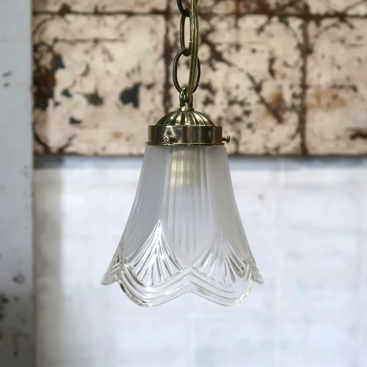 アンティーク フロスト×クリアガラス ペンダントランプ
