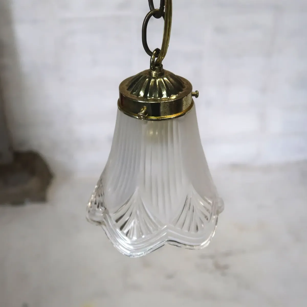 アンティーク フロスト×クリアガラス ペンダントランプ