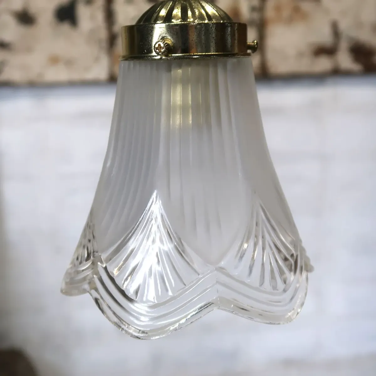アンティーク フロスト×クリアガラス ペンダントランプ