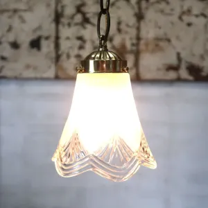 アンティーク フロスト×クリアガラス ペンダントランプ