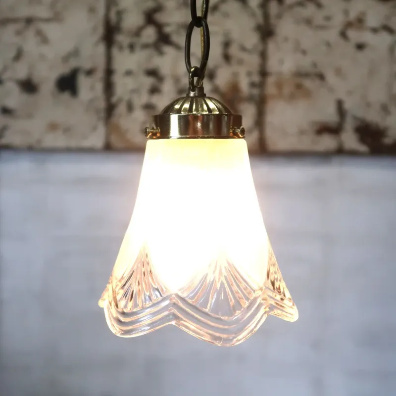 アンティーク フロスト×クリアガラス ペンダントランプ