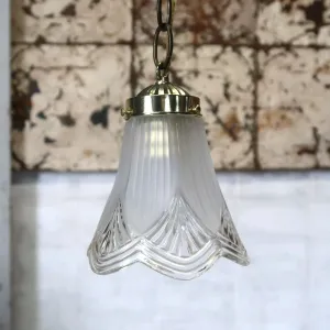 アンティーク フロスト×クリアガラス ペンダントランプ