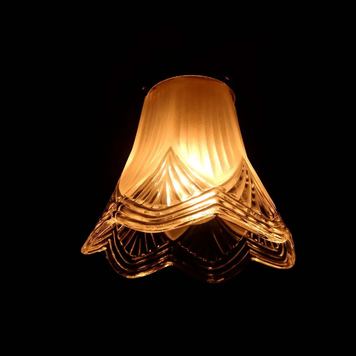 アンティーク フロスト×クリアガラス ペンダントランプ