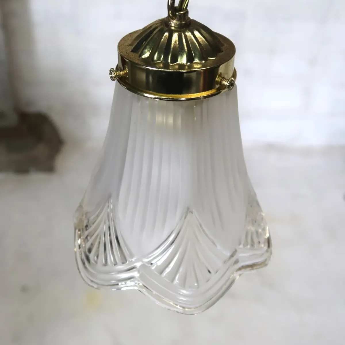 アンティーク フロスト×クリアガラス ペンダントランプ