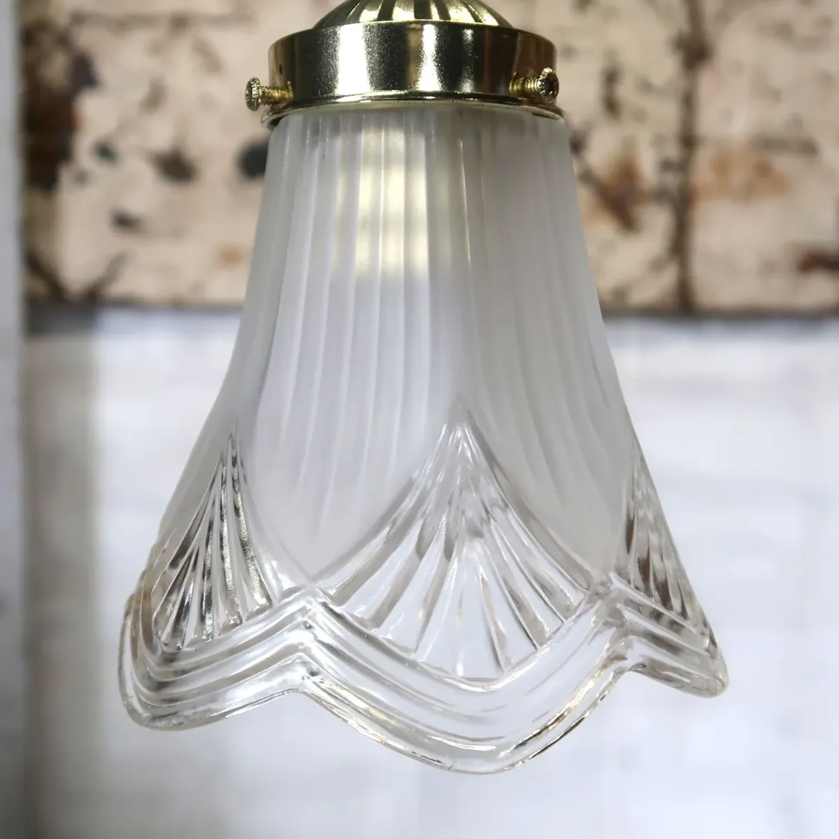 アンティーク フロスト×クリアガラス ペンダントランプ