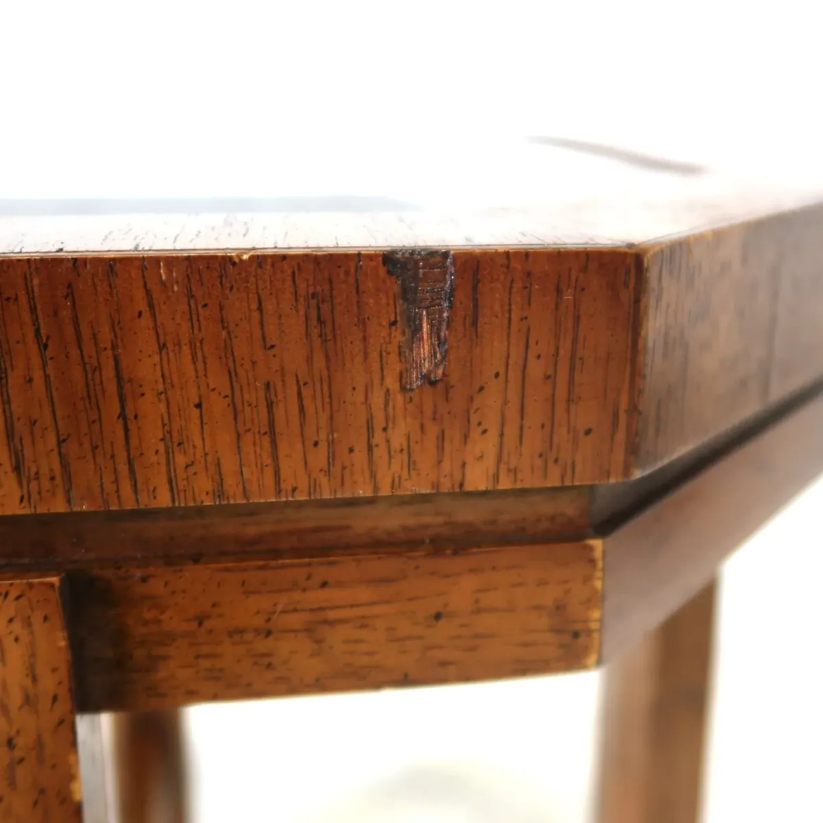 アンティーク ガラストップ サイドテーブル 八角形