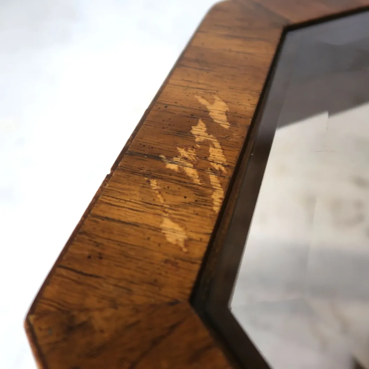 アンティーク ガラストップ サイドテーブル 八角形