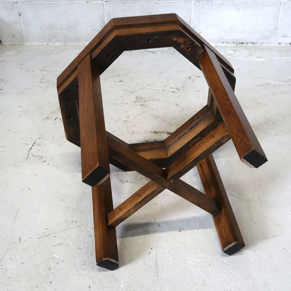 アンティーク ガラストップ サイドテーブル 八角形