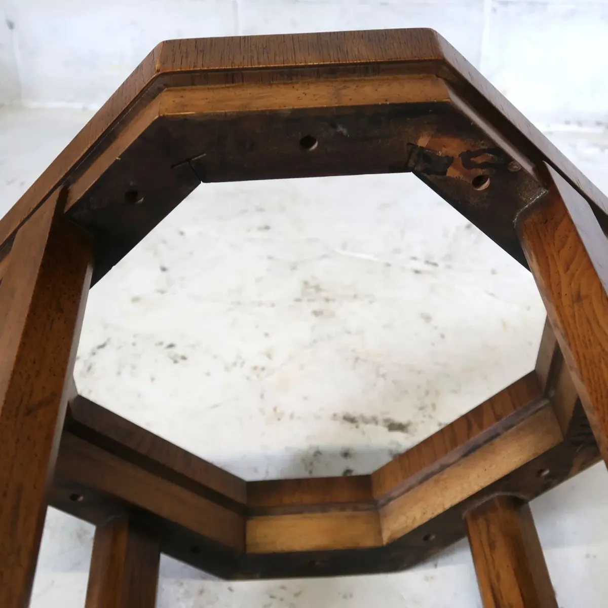 アンティーク ガラストップ サイドテーブル 八角形