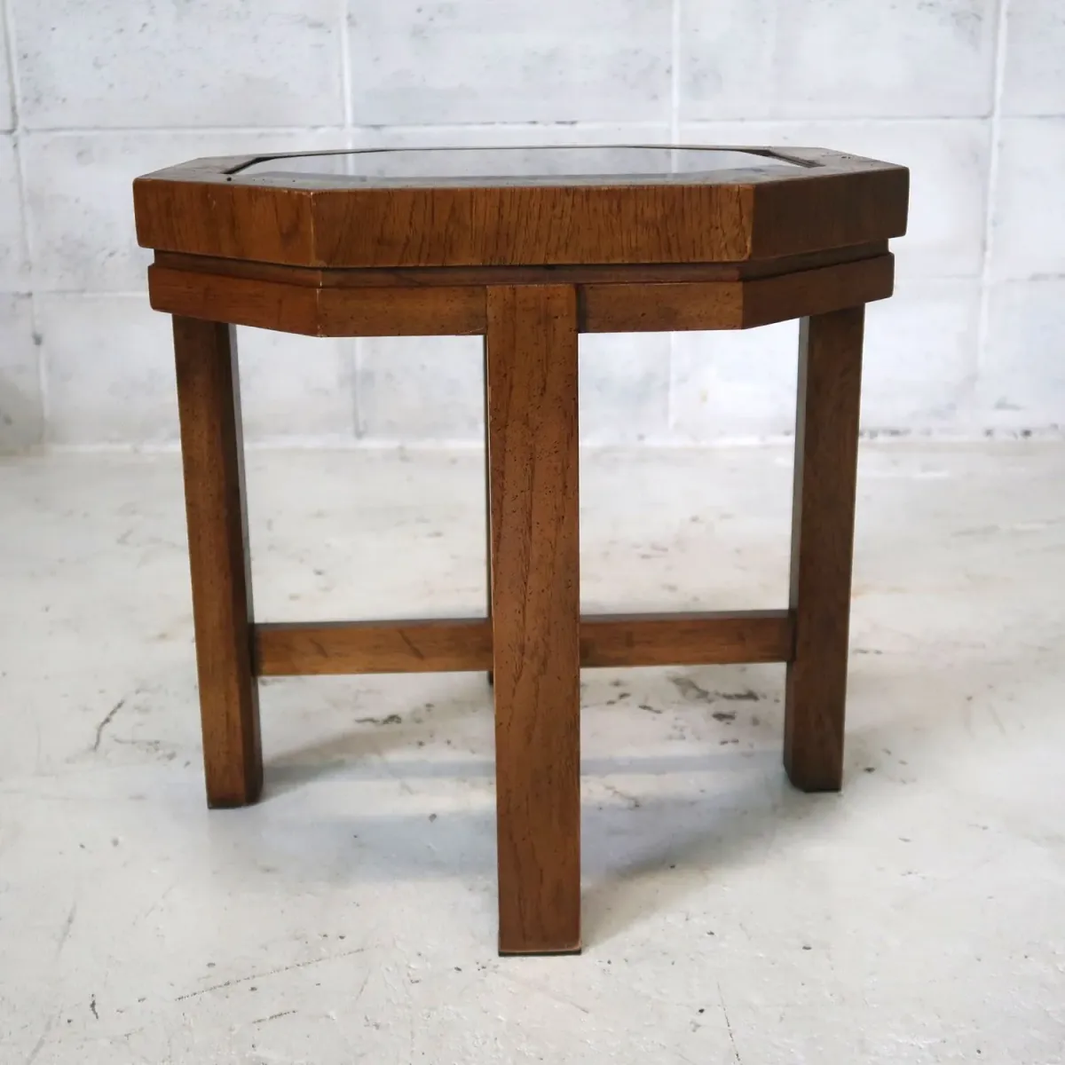 アンティーク ガラストップ サイドテーブル 八角形