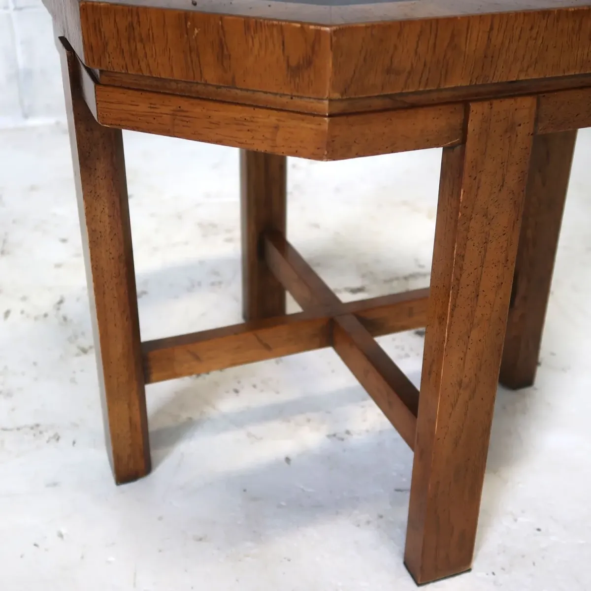 アンティーク ガラストップ サイドテーブル 八角形