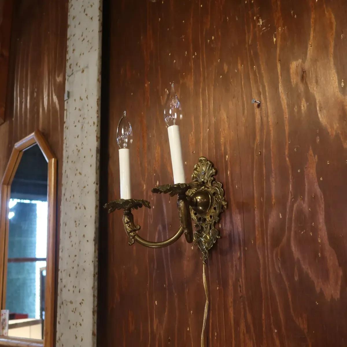 アンティーク キャンドルブラケットランプ 2灯 真鍮