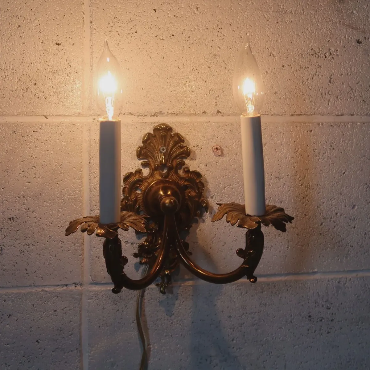 アンティーク キャンドルブラケットランプ 2灯 真鍮