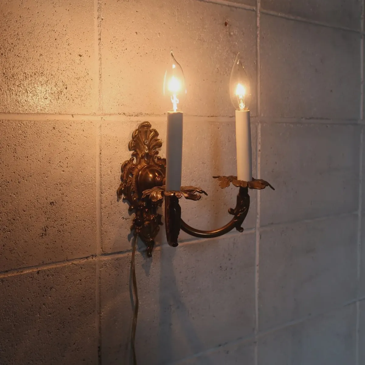 アンティーク キャンドルブラケットランプ 2灯 真鍮