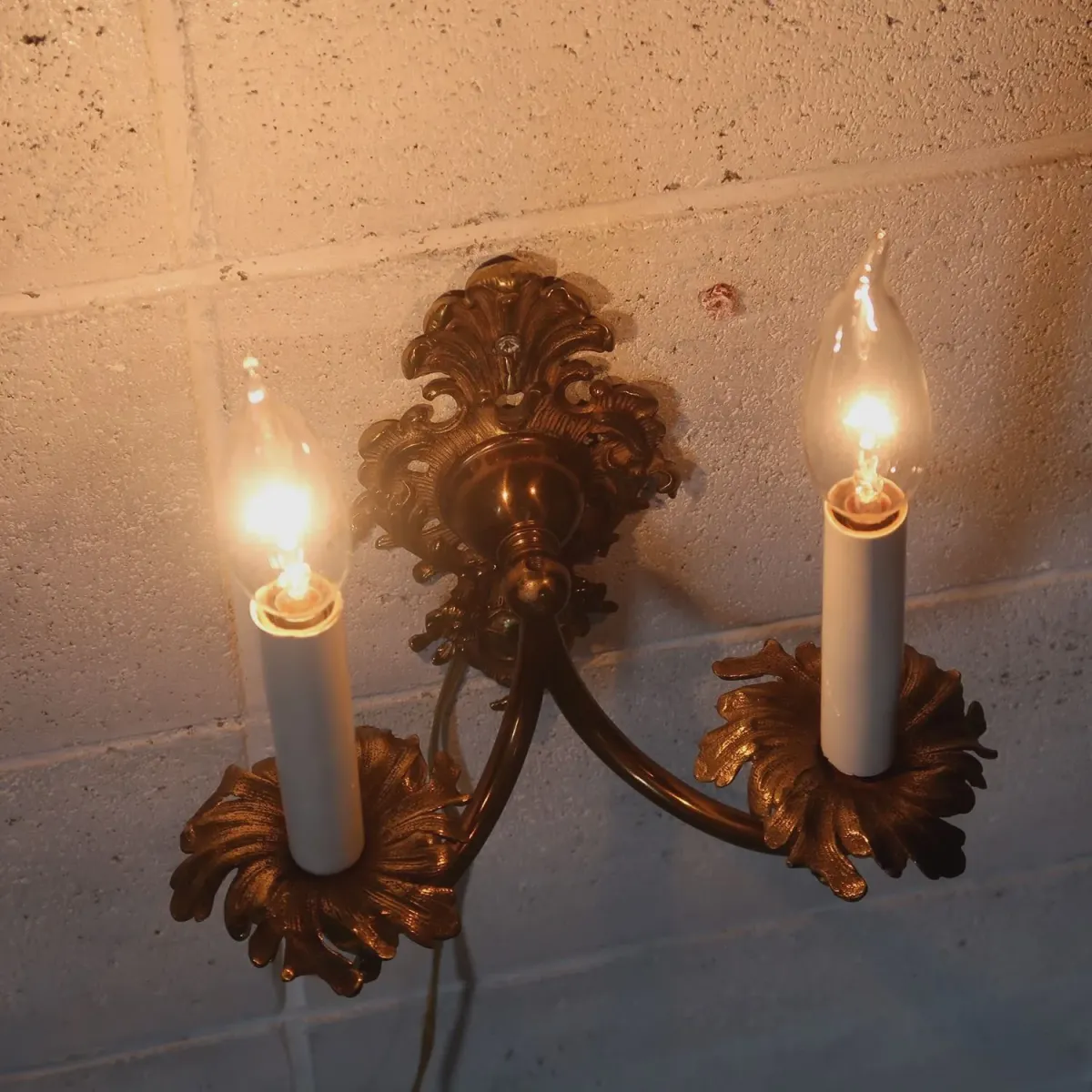 アンティーク キャンドルブラケットランプ 2灯 真鍮