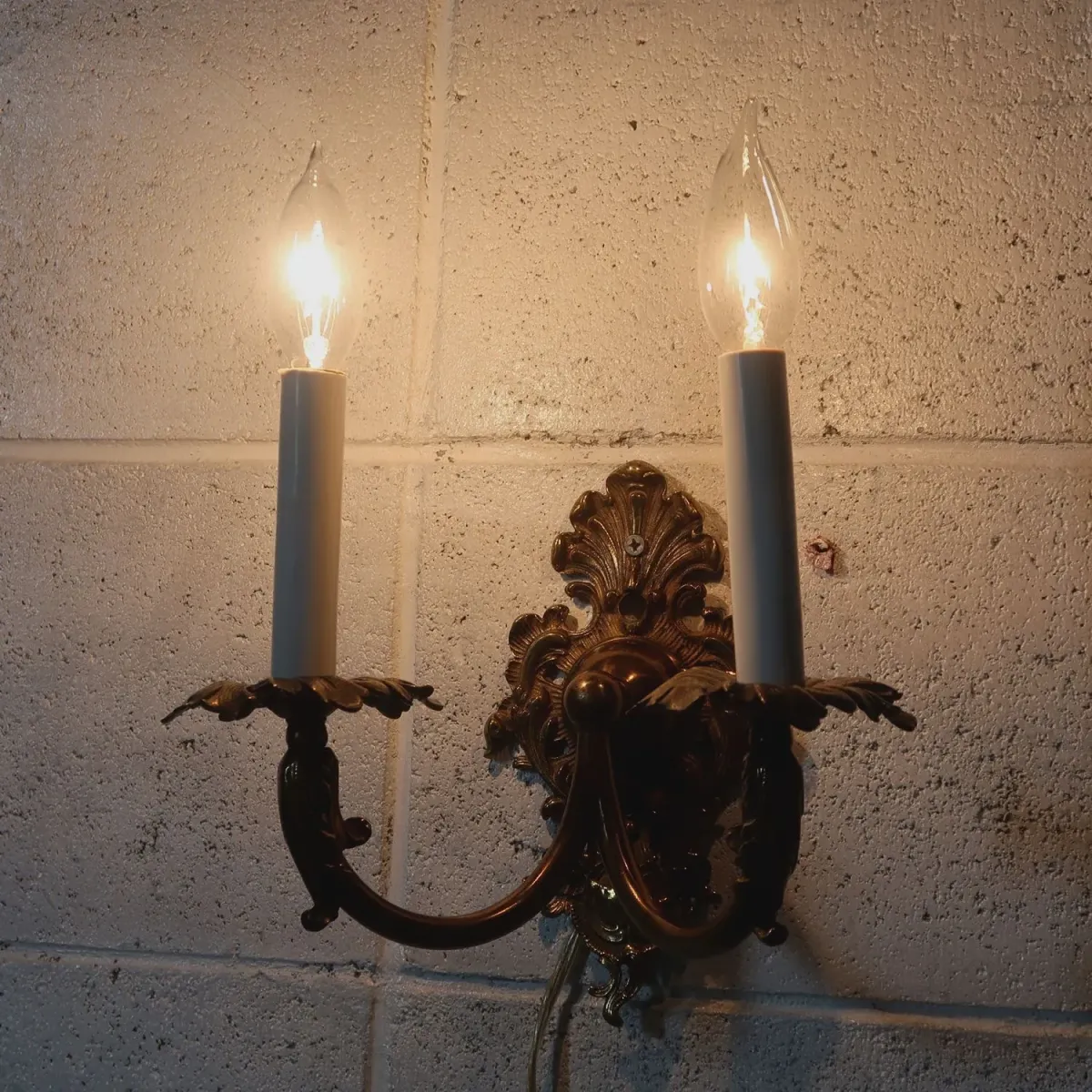 アンティーク キャンドルブラケットランプ 2灯 真鍮