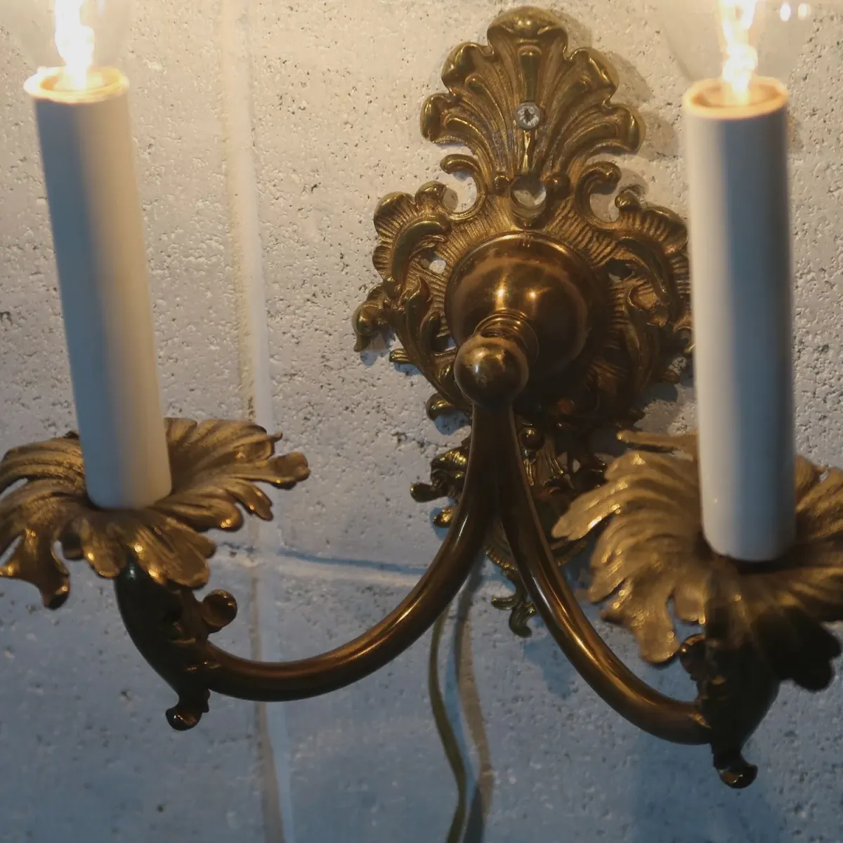 アンティーク キャンドルブラケットランプ 2灯 真鍮