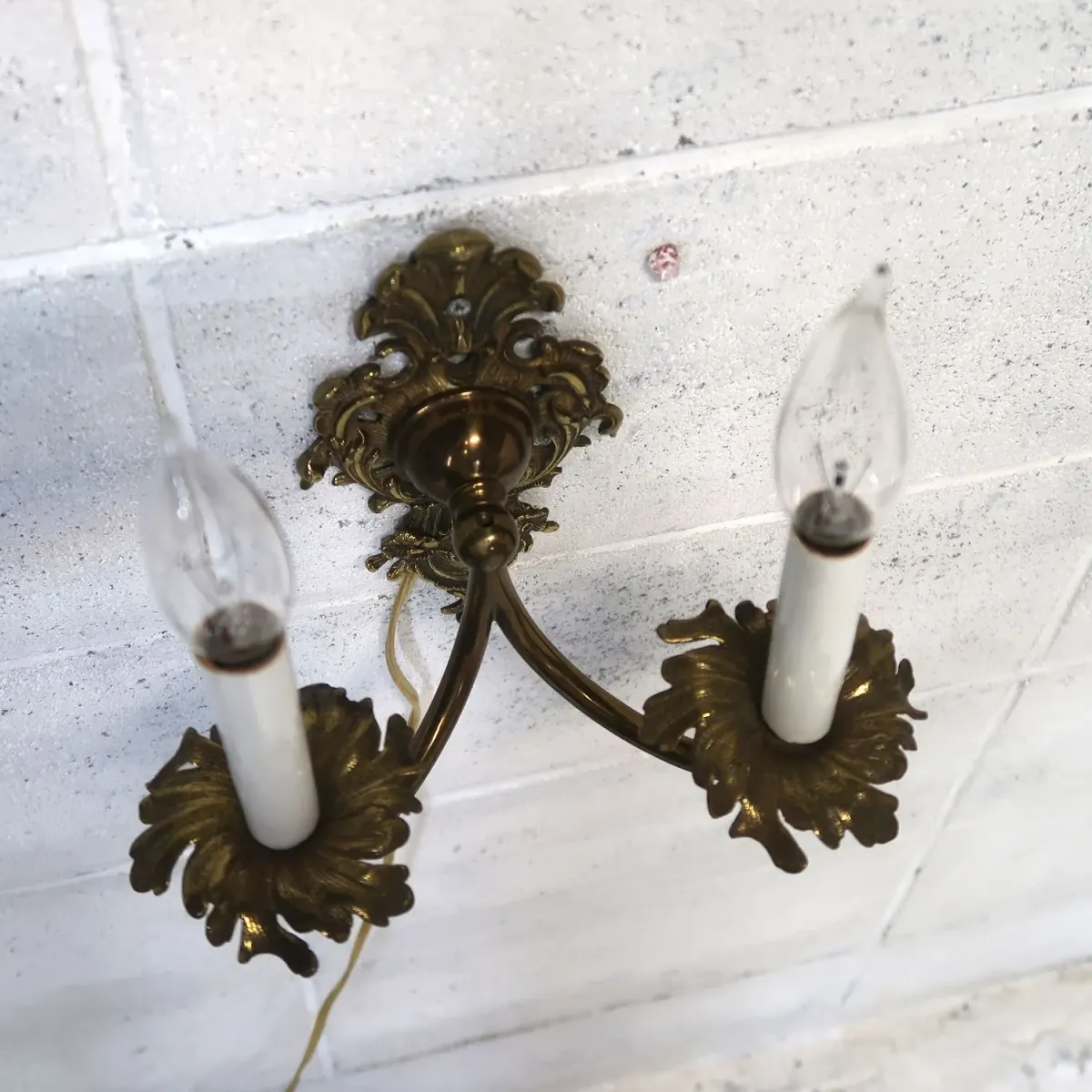 アンティーク キャンドルブラケットランプ 2灯 真鍮