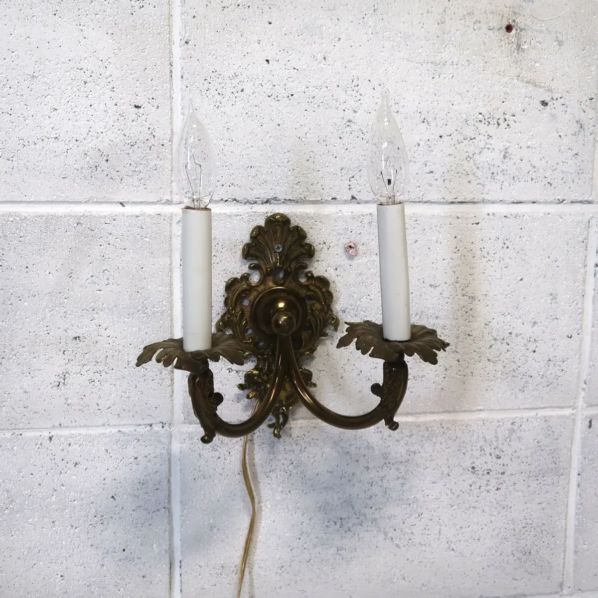 アンティーク キャンドルブラケットランプ 2灯 真鍮