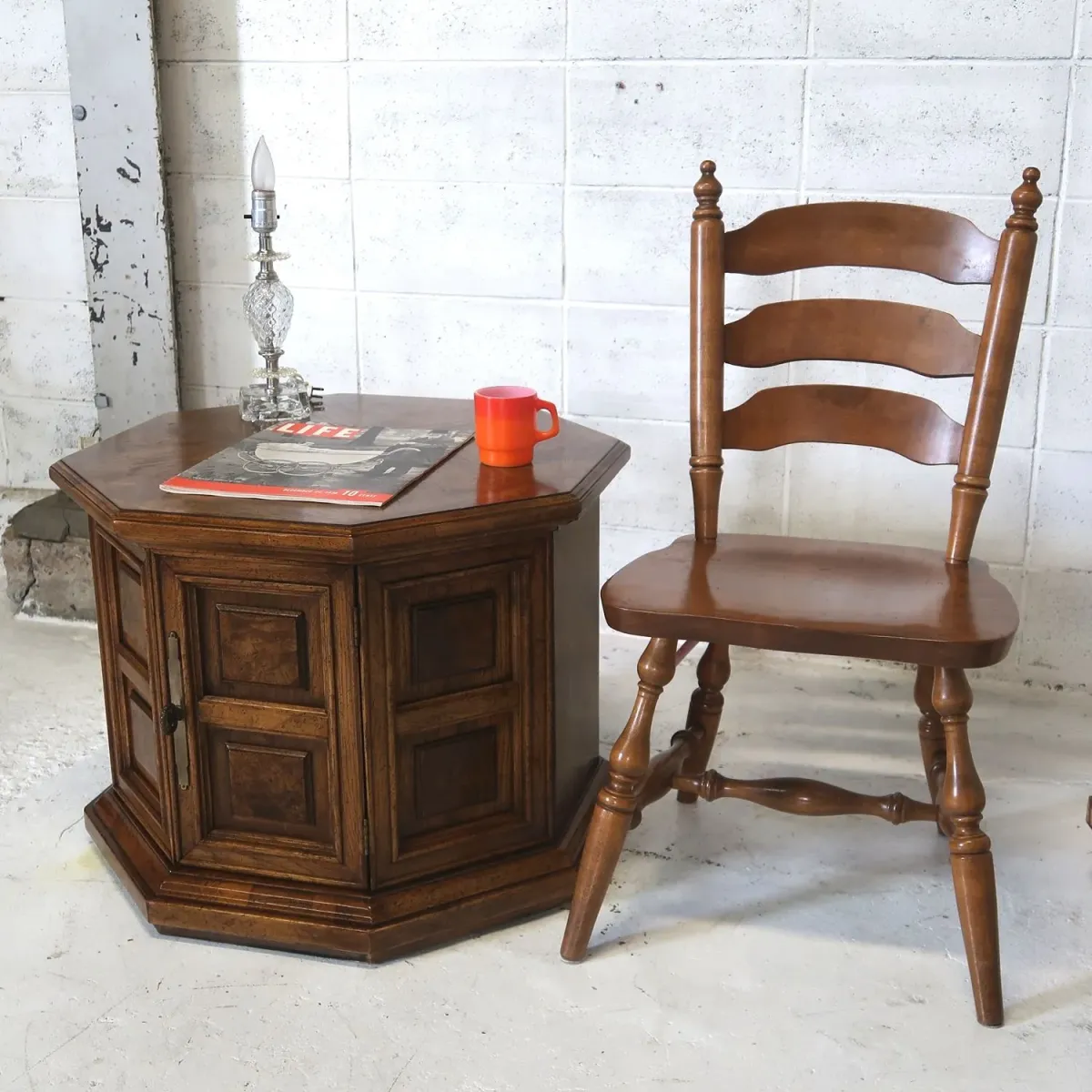 アンティーク サイドテーブル 八角形