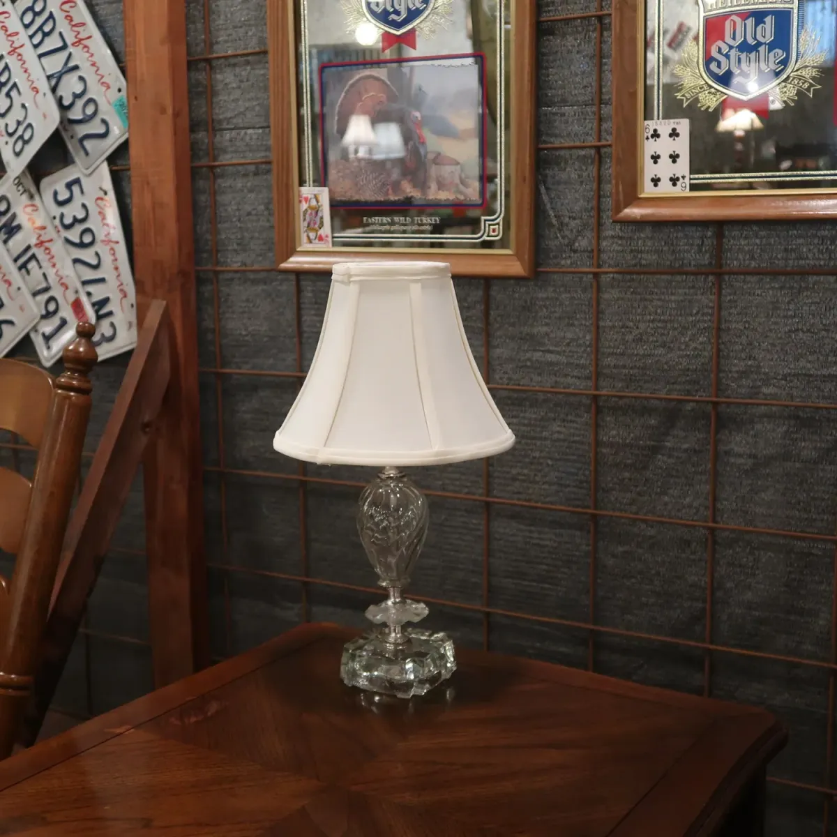 アンティーク ガラスベース テーブルランプ