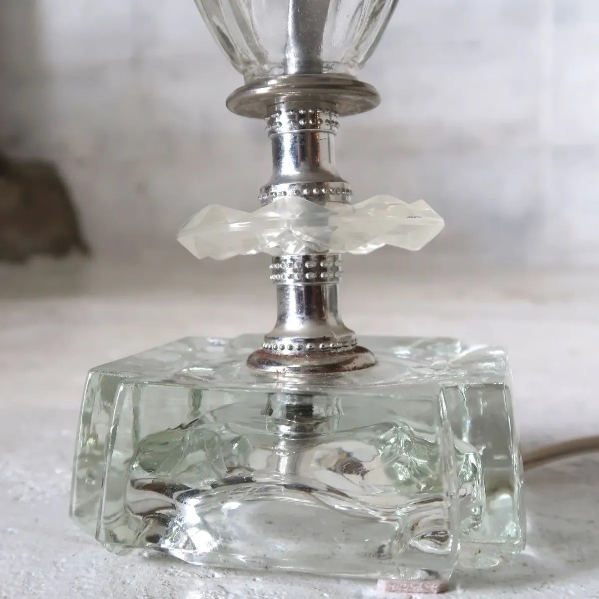 アンティーク ガラスベース テーブルランプ