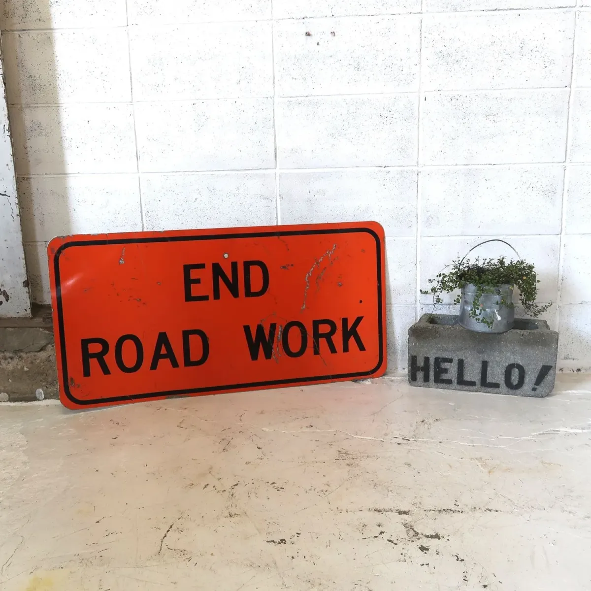 END ROAD WORK ビンテージ ロードサイン