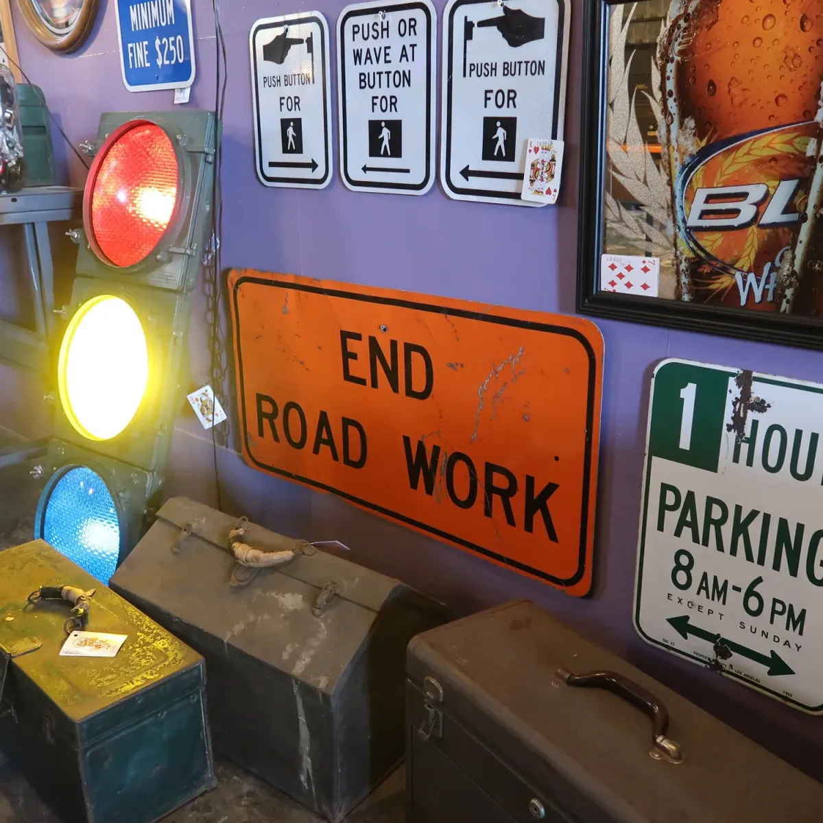 END ROAD WORK ビンテージ ロードサイン