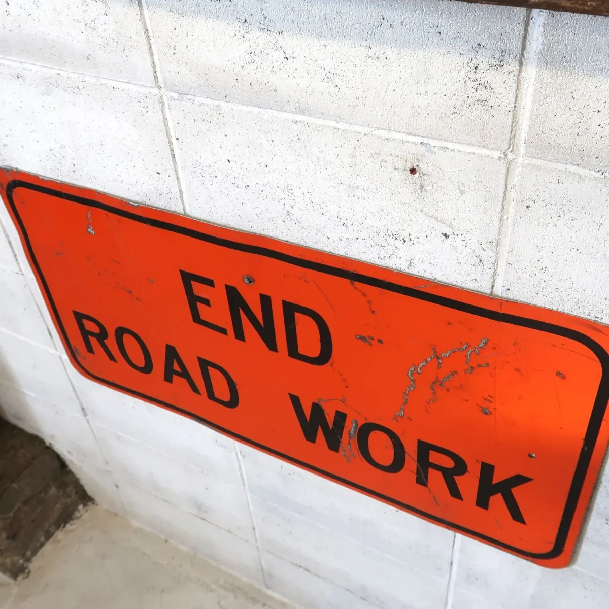END ROAD WORK ビンテージ ロードサイン