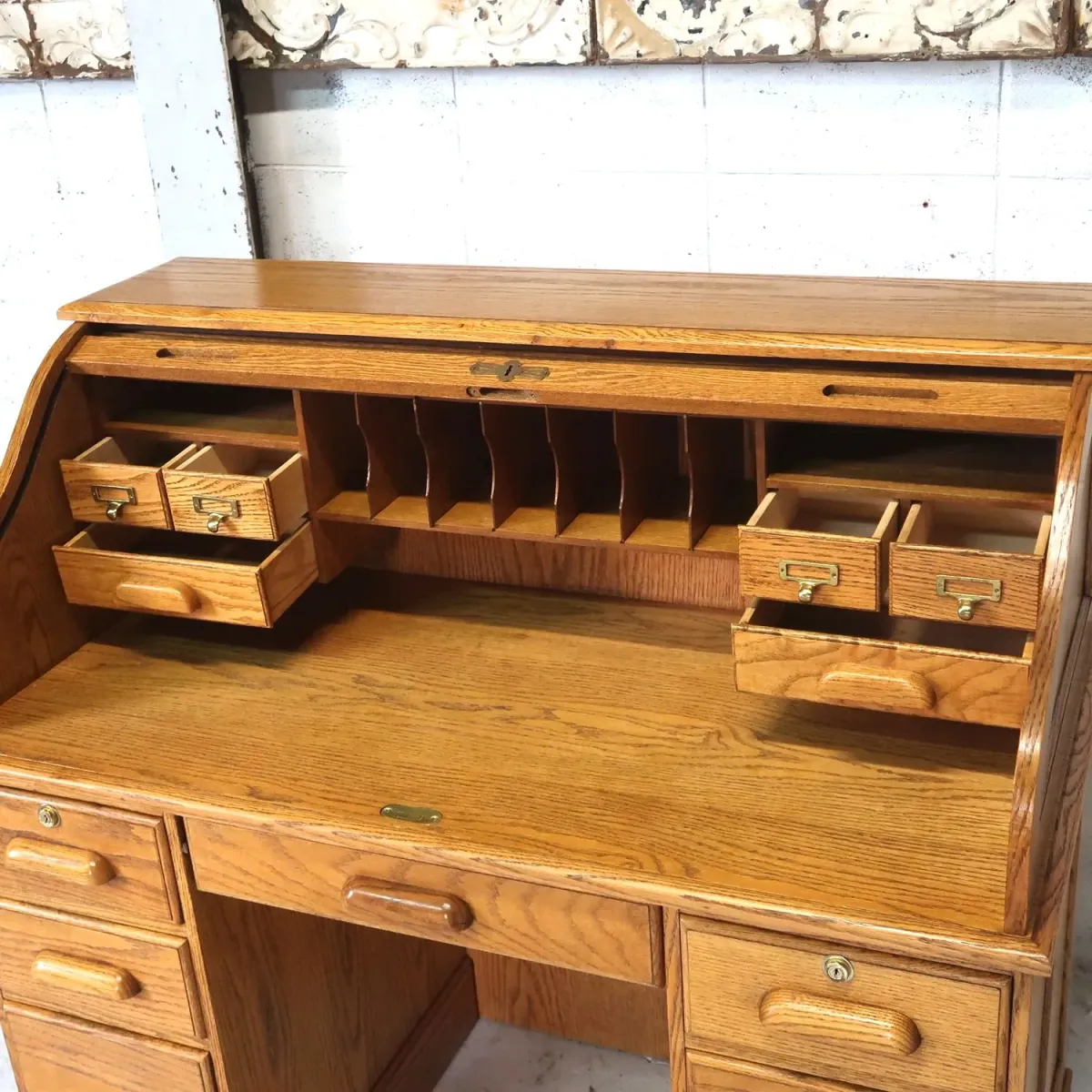 アンティーク ロールトップデスク オーク