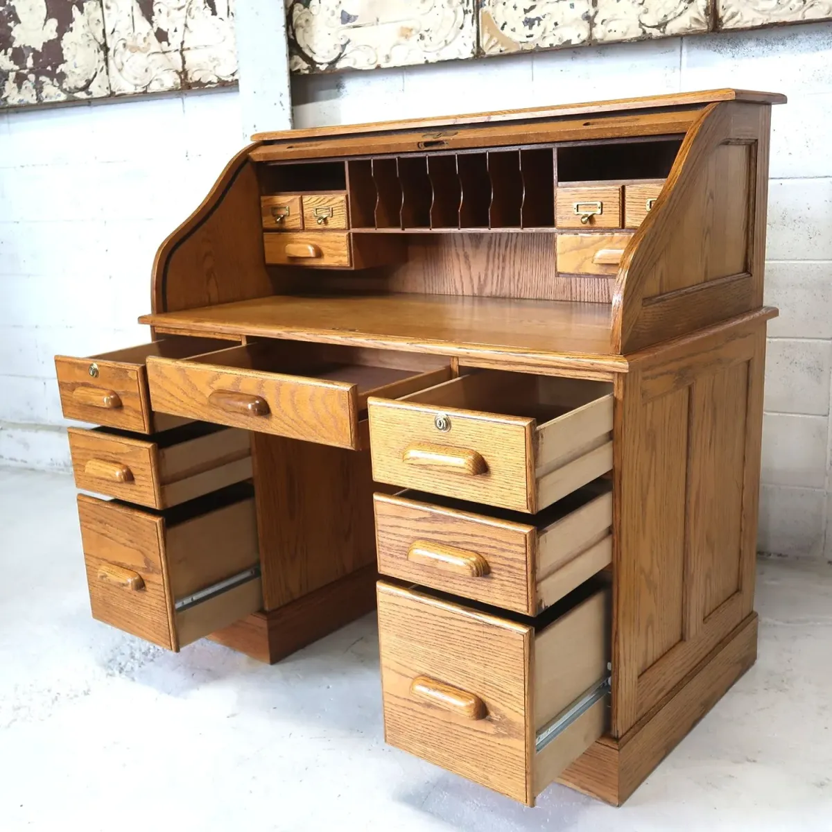 アンティーク ロールトップデスク オーク