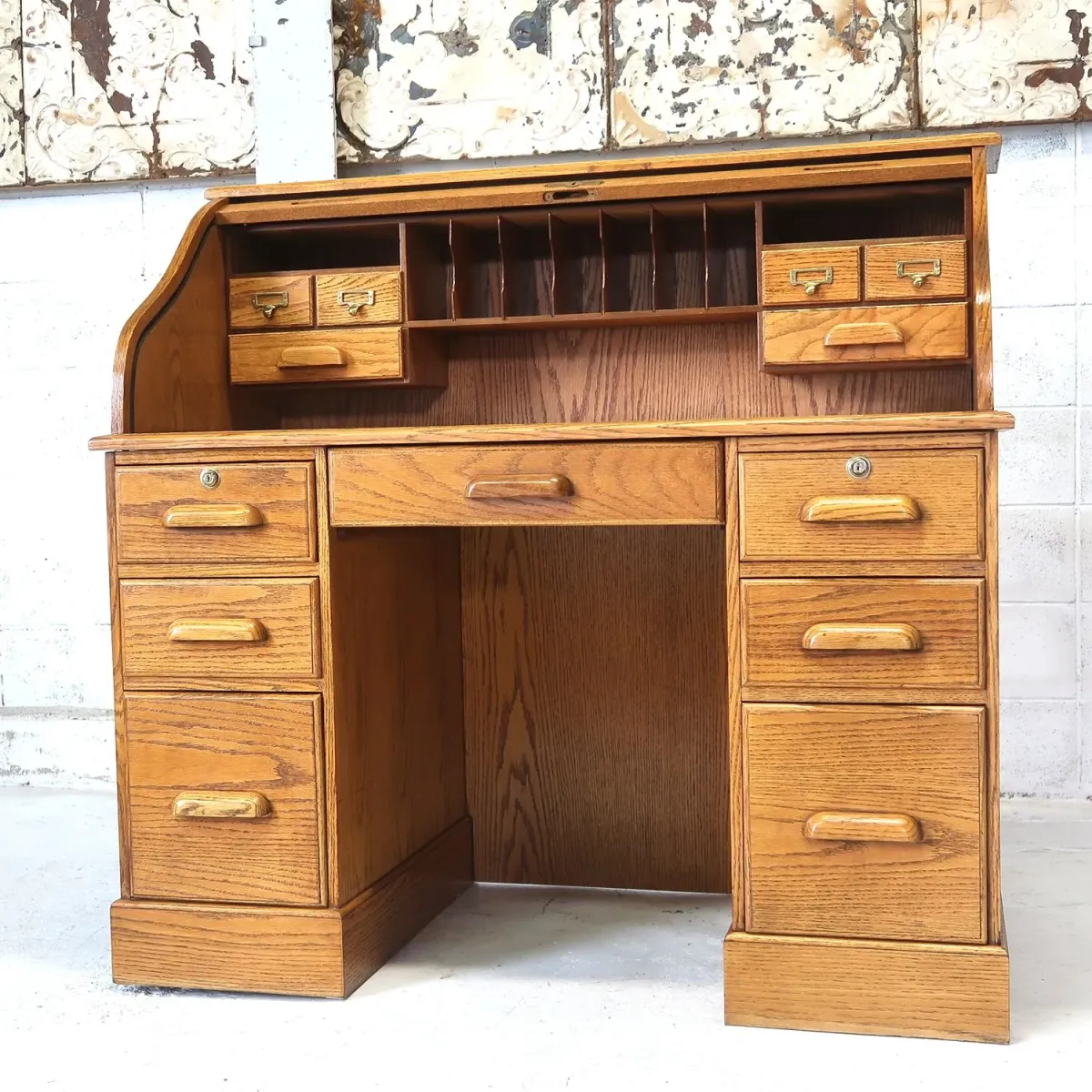 アンティーク ロールトップデスク オーク