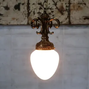 アンティーク ミルクガラス ペンダントランプ