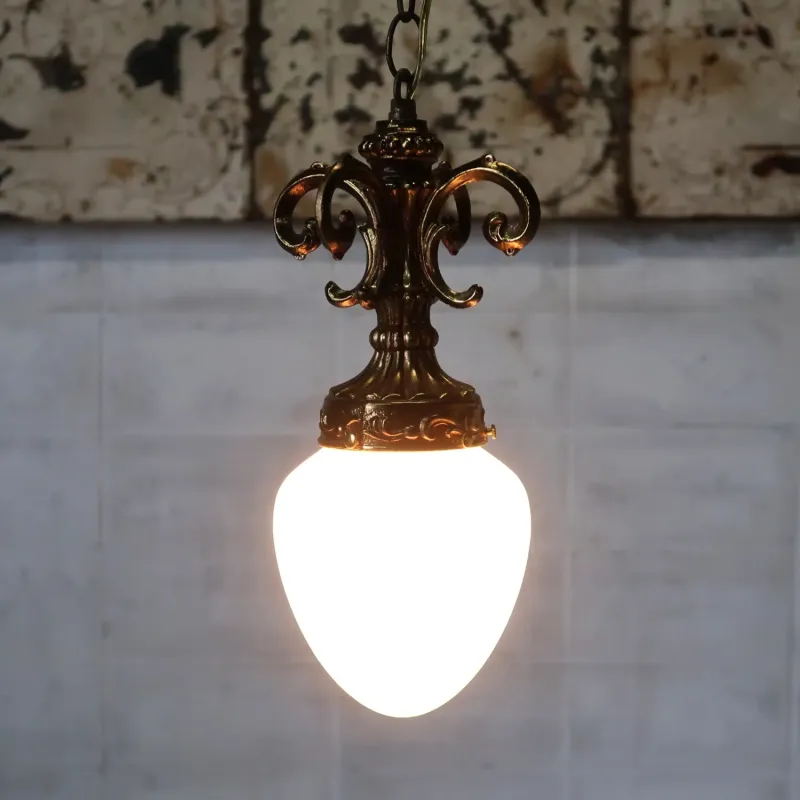 アンティーク ミルクガラス ペンダントランプ