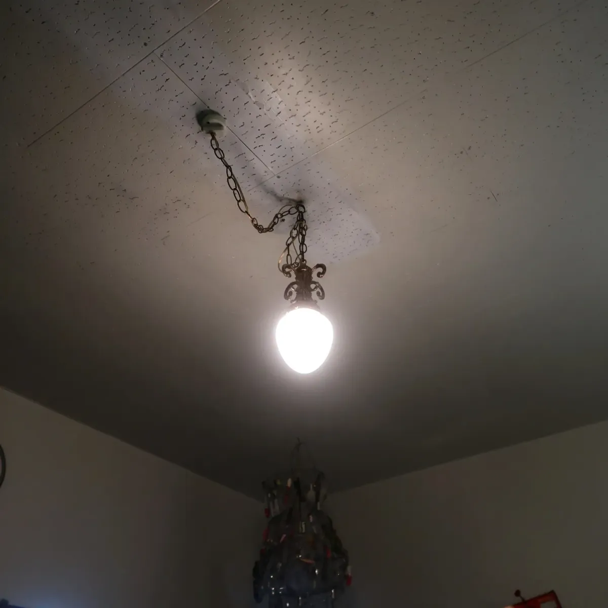 アンティーク ミルクガラス ペンダントランプ