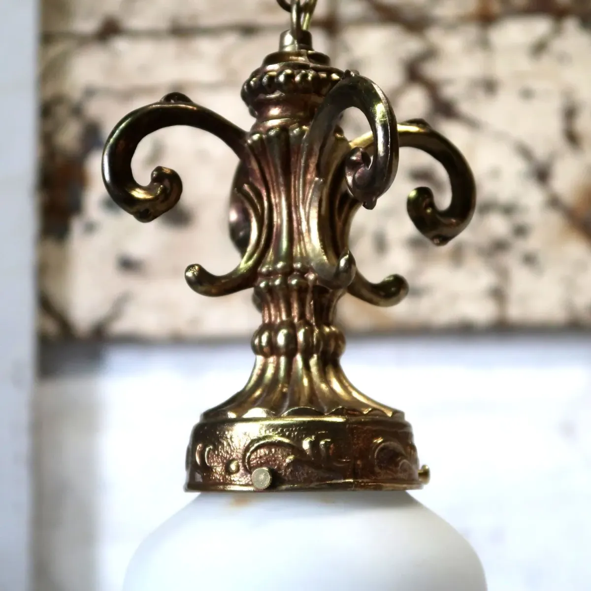 アンティーク ミルクガラス ペンダントランプ