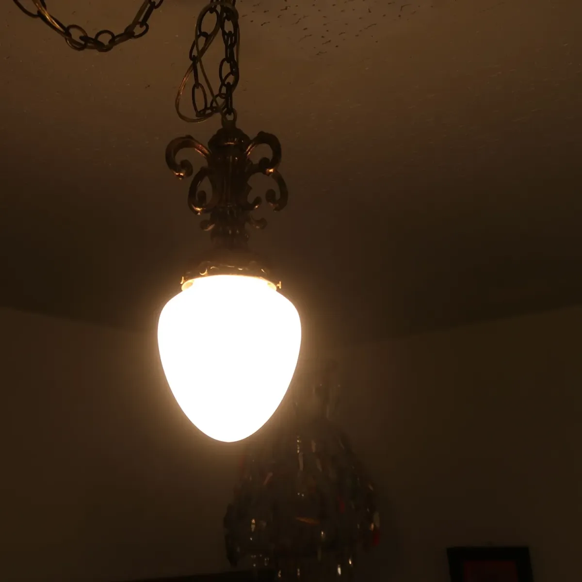 アンティーク ミルクガラス ペンダントランプ