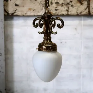 アンティーク ミルクガラス ペンダントランプ