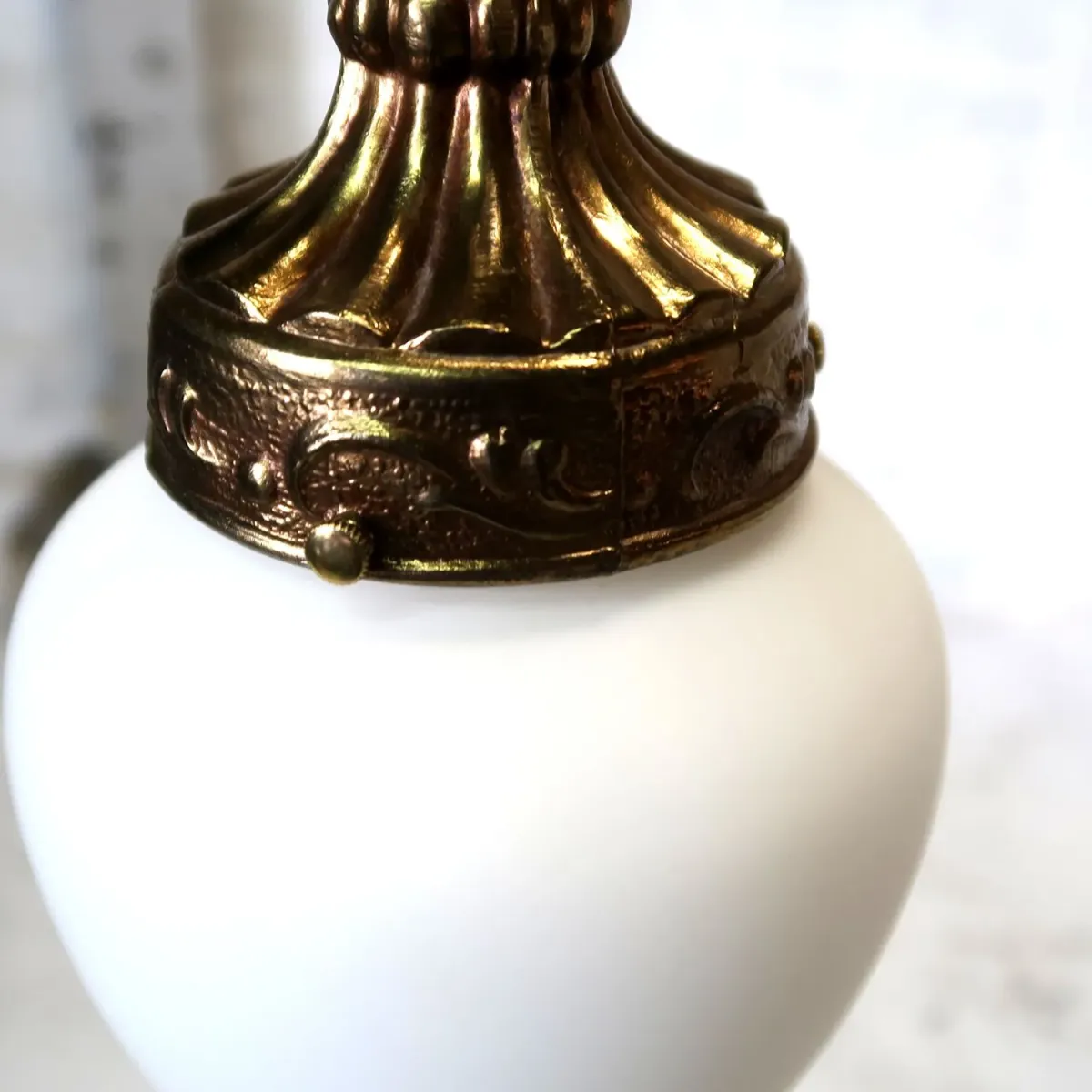 アンティーク ミルクガラス ペンダントランプ