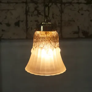 アンティーク フロスト×クリアガラス ペンダントランプ