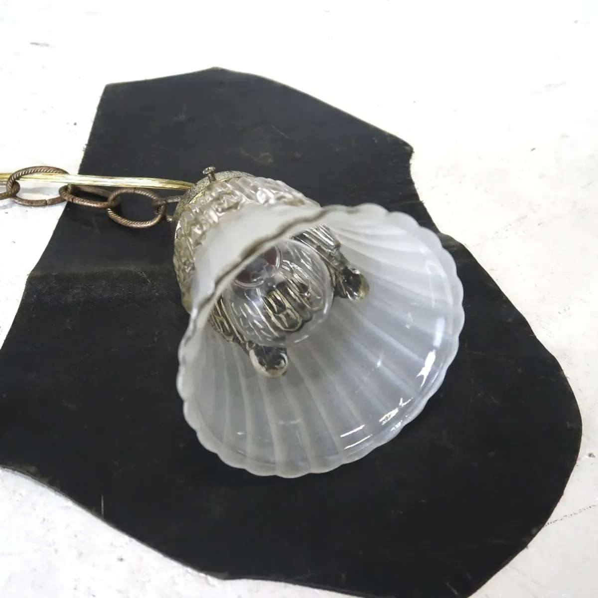 アンティーク フロスト×クリアガラス ペンダントランプ