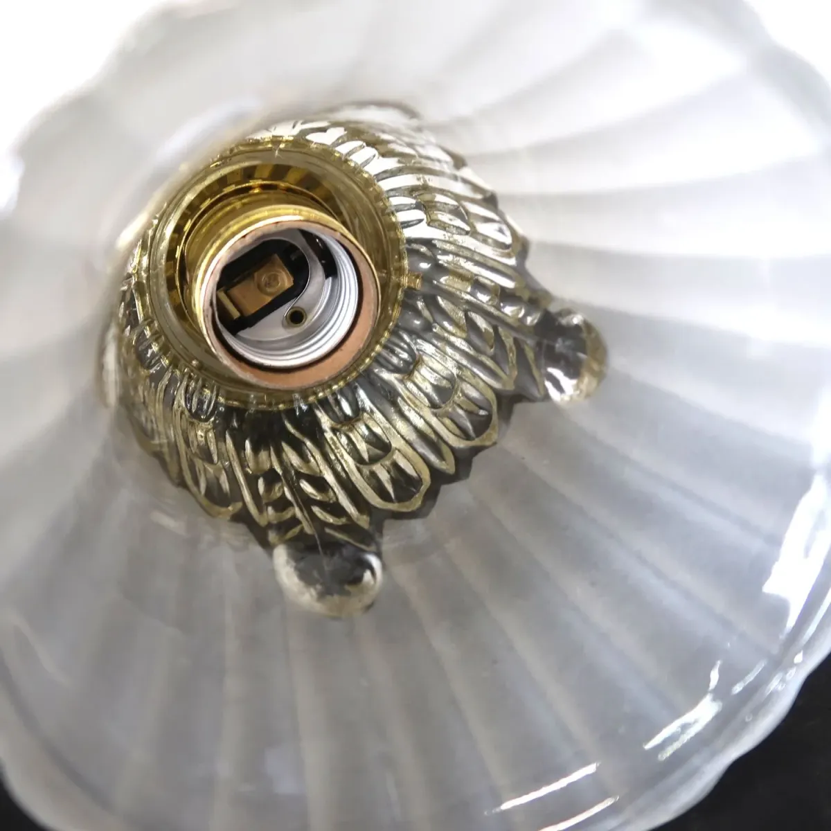 アンティーク フロスト×クリアガラス ペンダントランプ