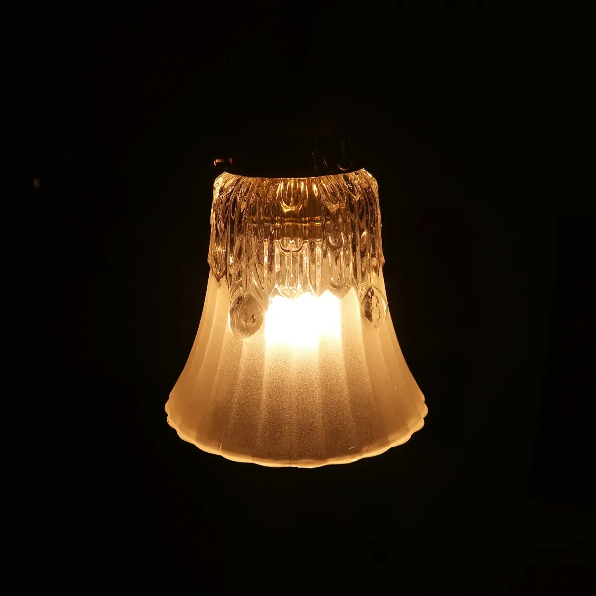 アンティーク フロスト×クリアガラス ペンダントランプ