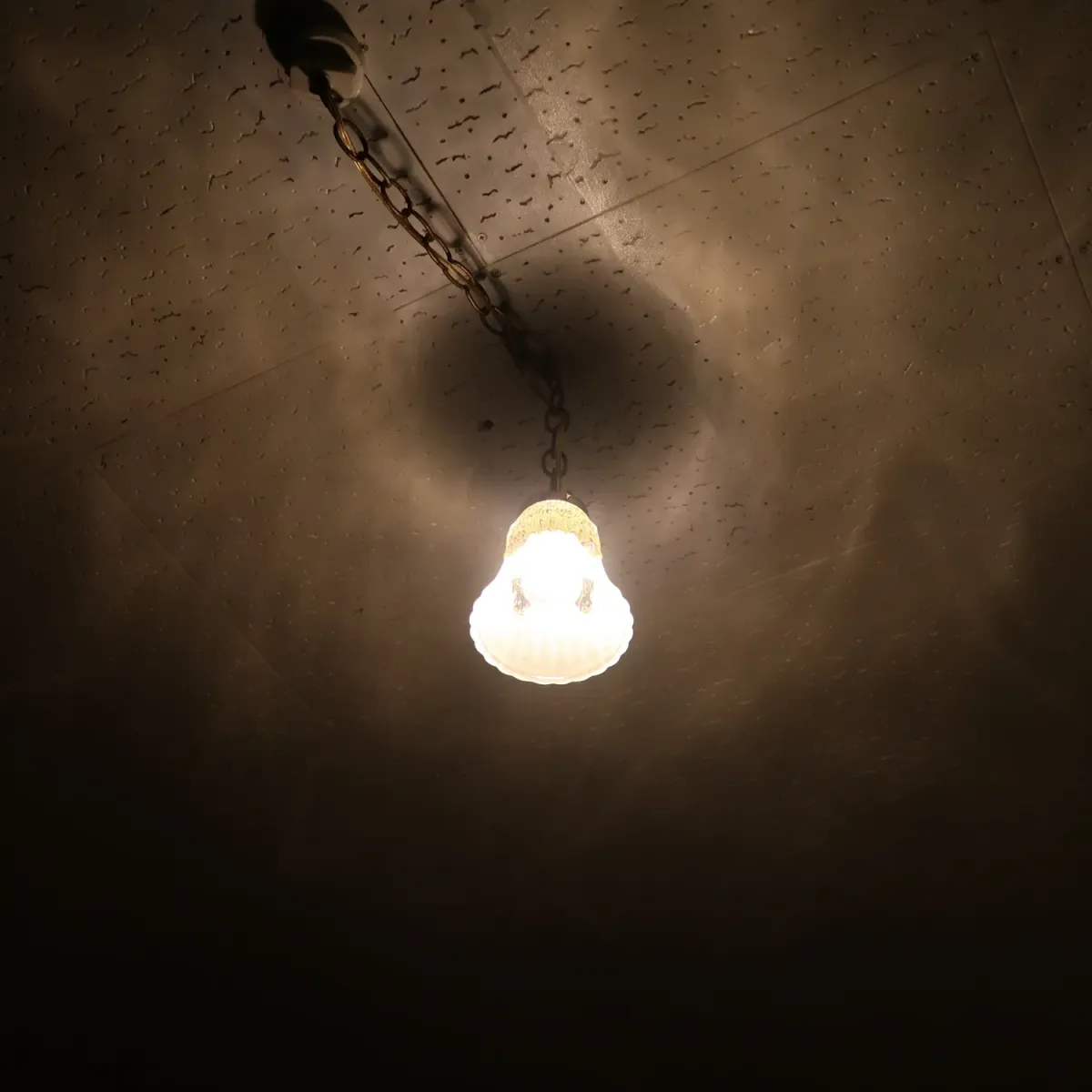 アンティーク フロスト×クリアガラス ペンダントランプ