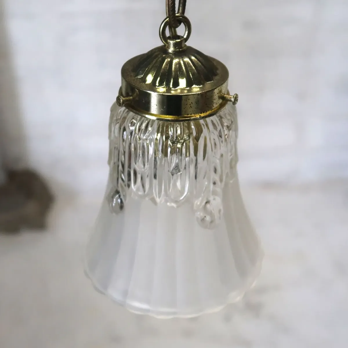 アンティーク フロスト×クリアガラス ペンダントランプ