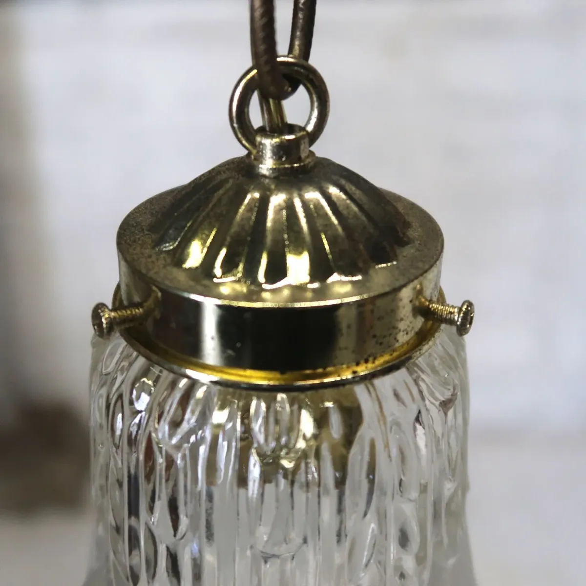 アンティーク フロスト×クリアガラス ペンダントランプ