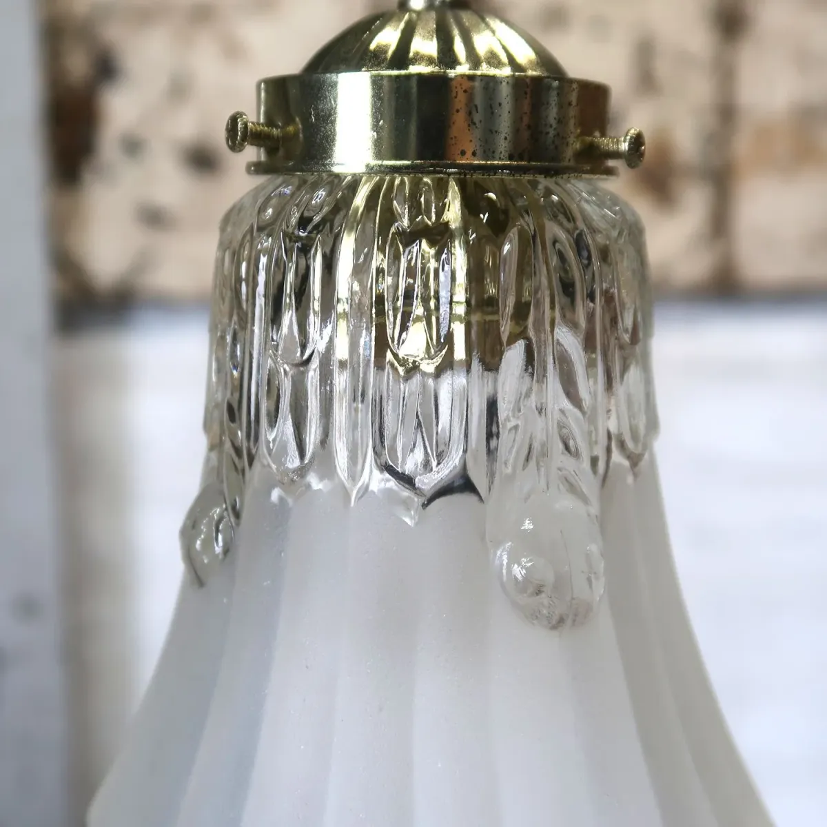 アンティーク フロスト×クリアガラス ペンダントランプ