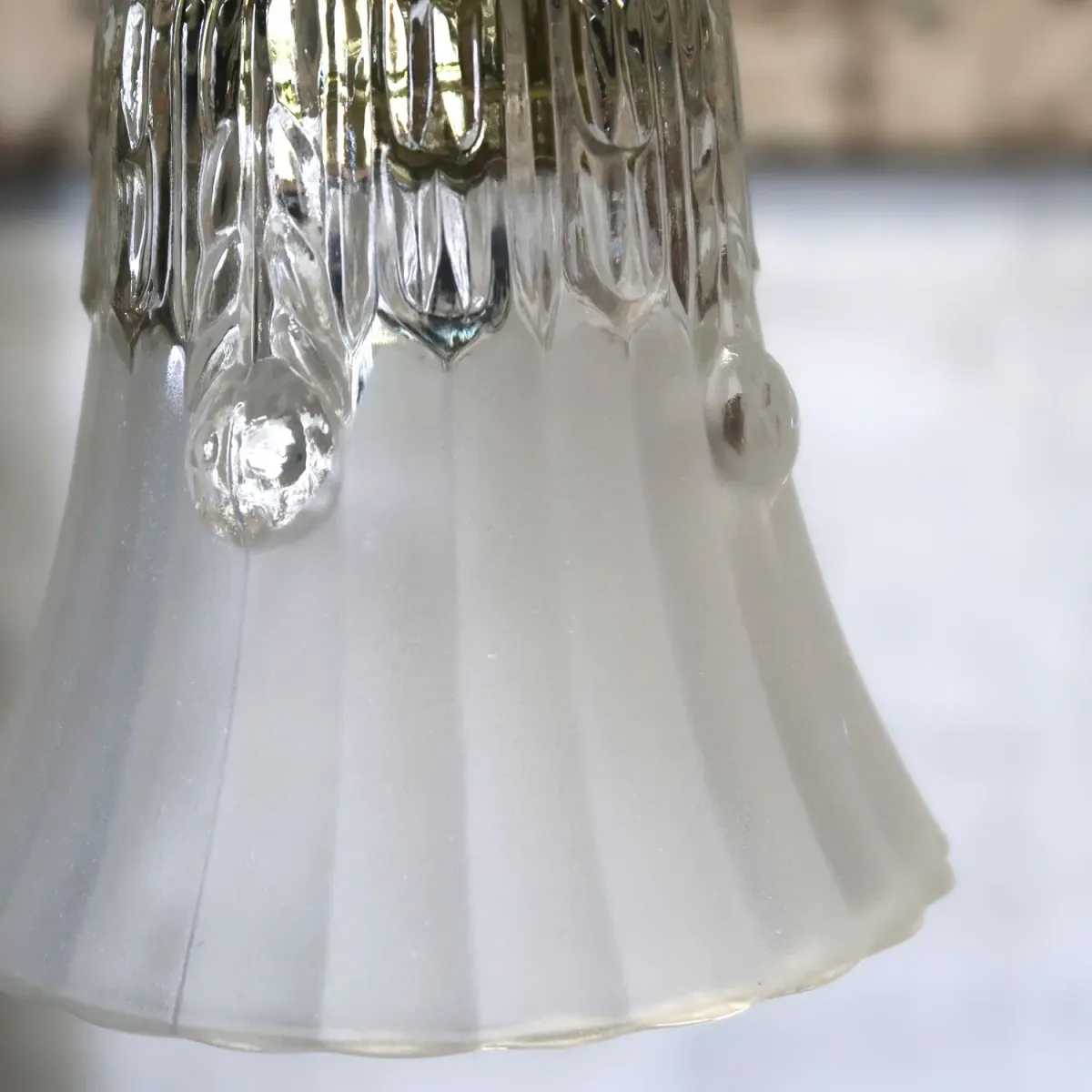 アンティーク フロスト×クリアガラス ペンダントランプ