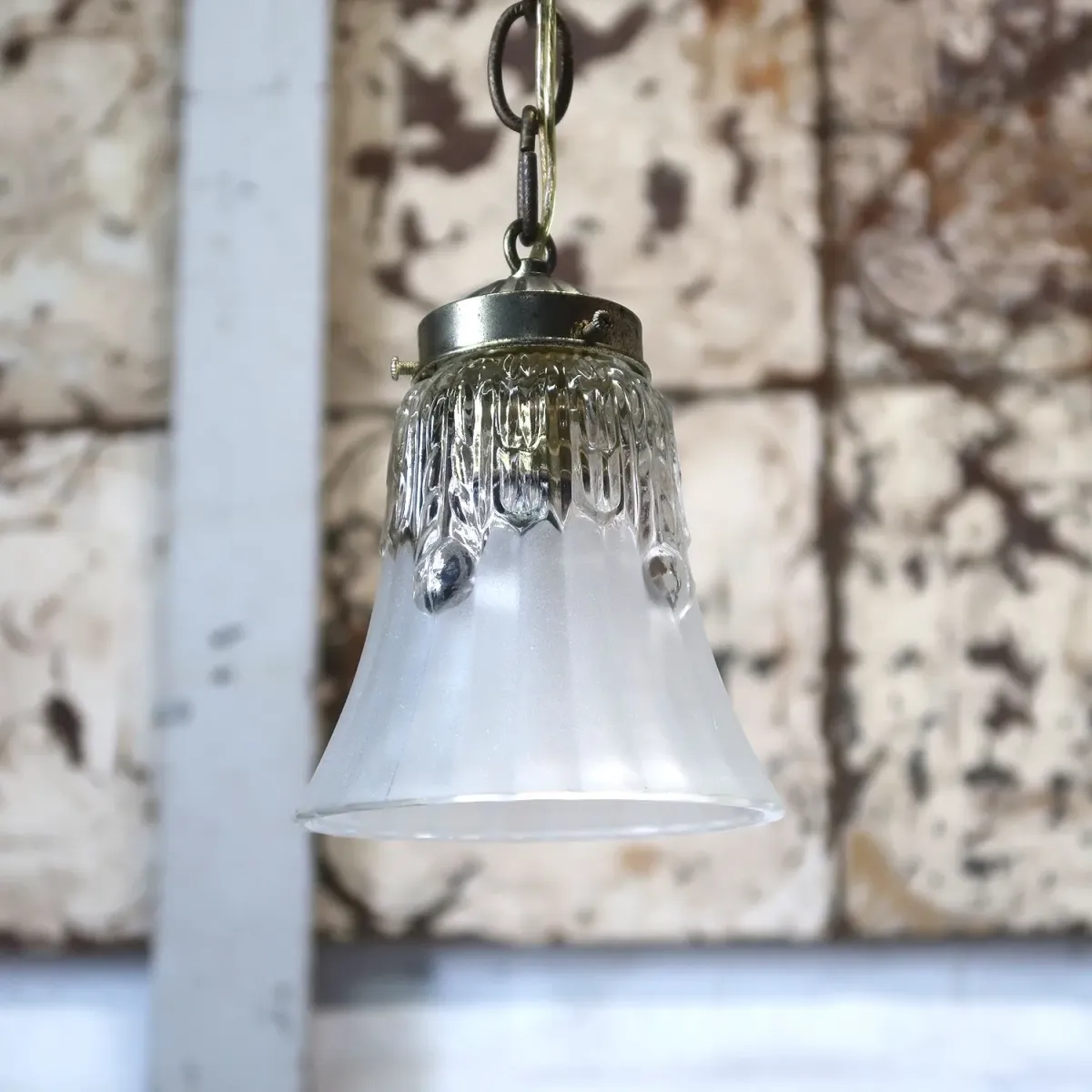 アンティーク フロスト×クリアガラス ペンダントランプ