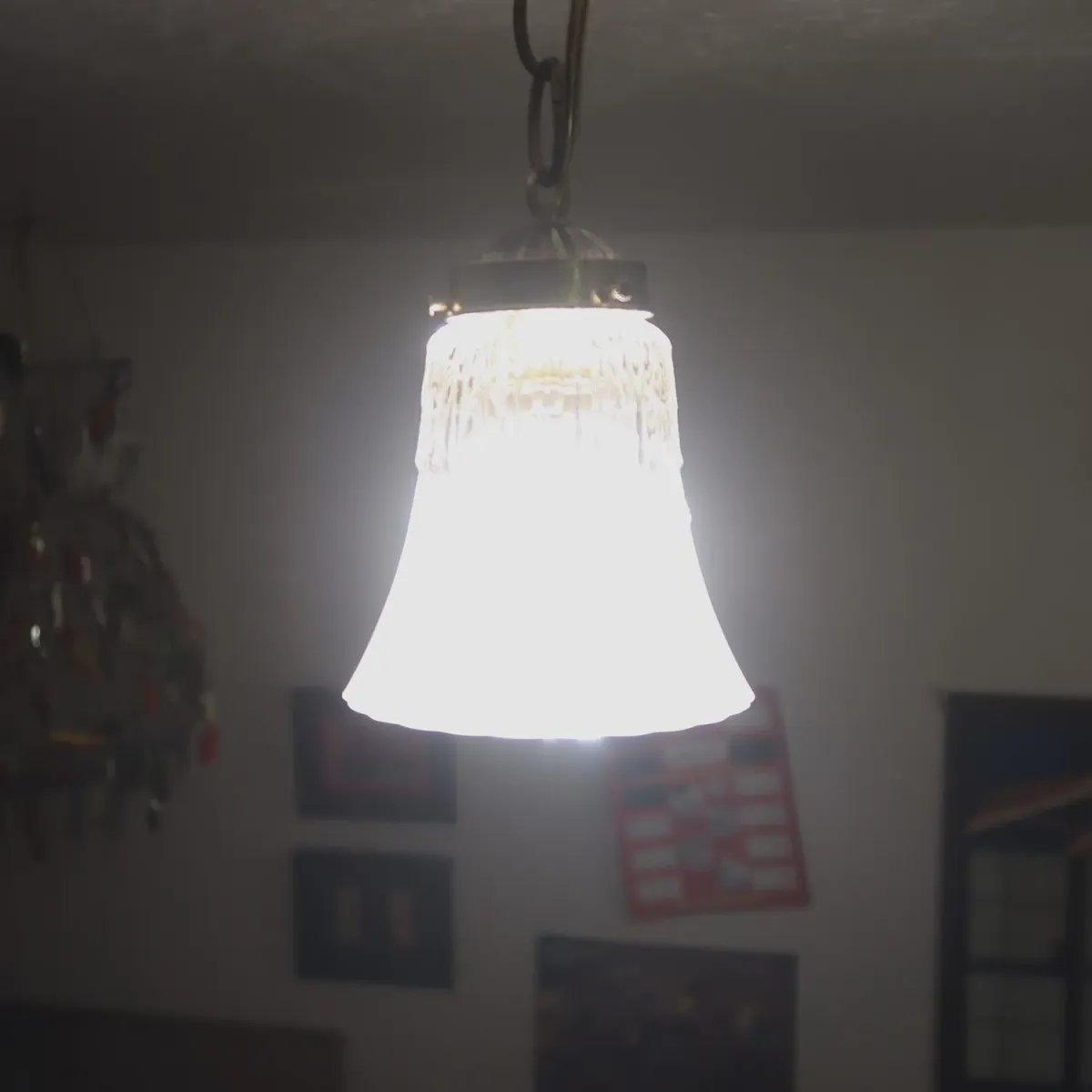 アンティーク フロスト×クリアガラス ペンダントランプ